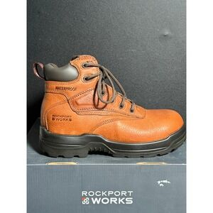 Rockport‎ Works Work Boots More Energy 6" Hiker WP Brown Leather RK6628 Mens 8M